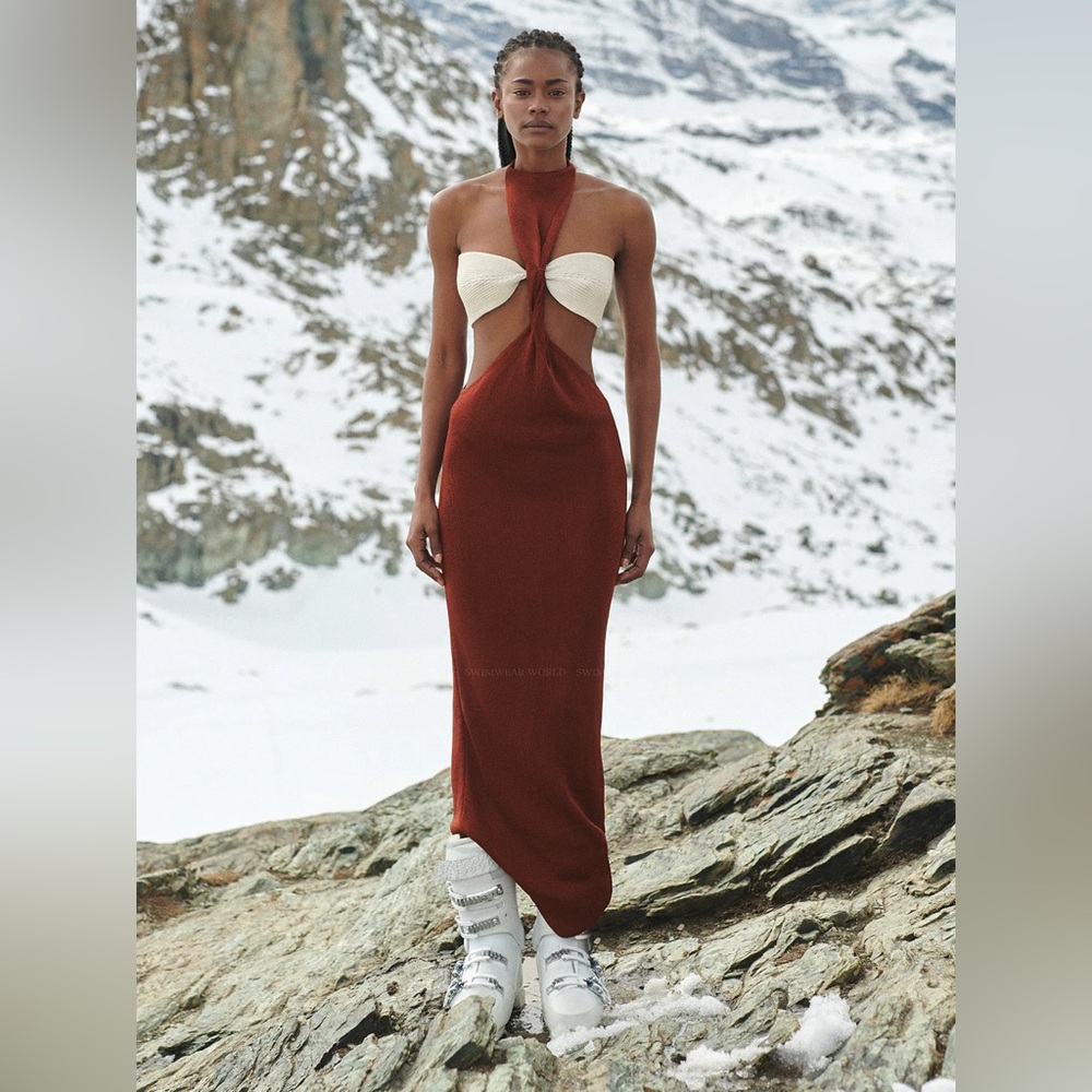 Baobab Collection Mendra dress in cream/burgundy, size small BNWT